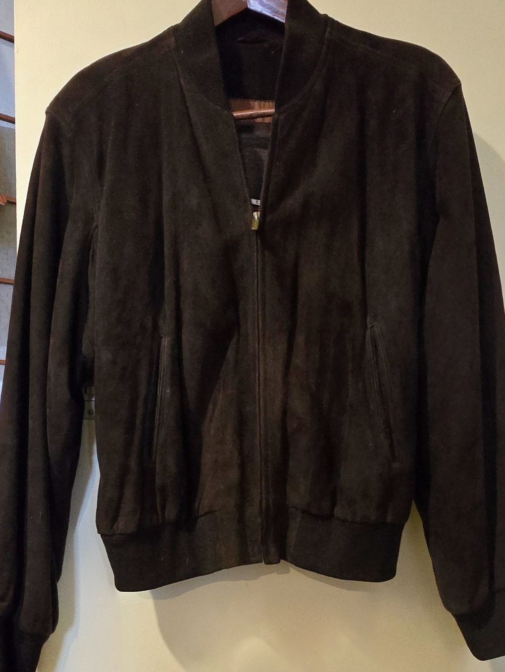 Coach Mens Suede Leatger Bomber Jacket, Brown, S